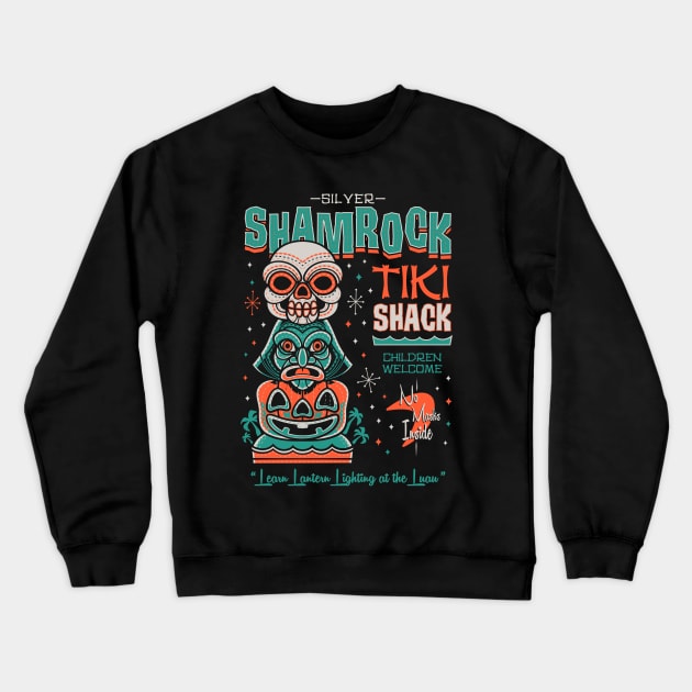 Silver Shamrock Tiki Shack - Creepy Cute Spooky Halloween - Vintage Surf Crewneck Sweatshirt by Nemons